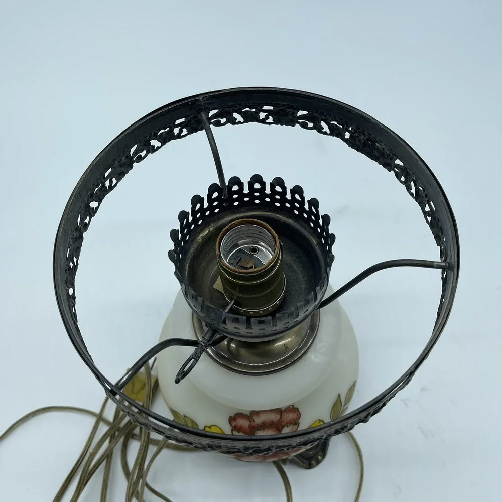 Vintage Electric Parlor Lamp  Hurricane Hand‎ Painted Globe Bottom Only